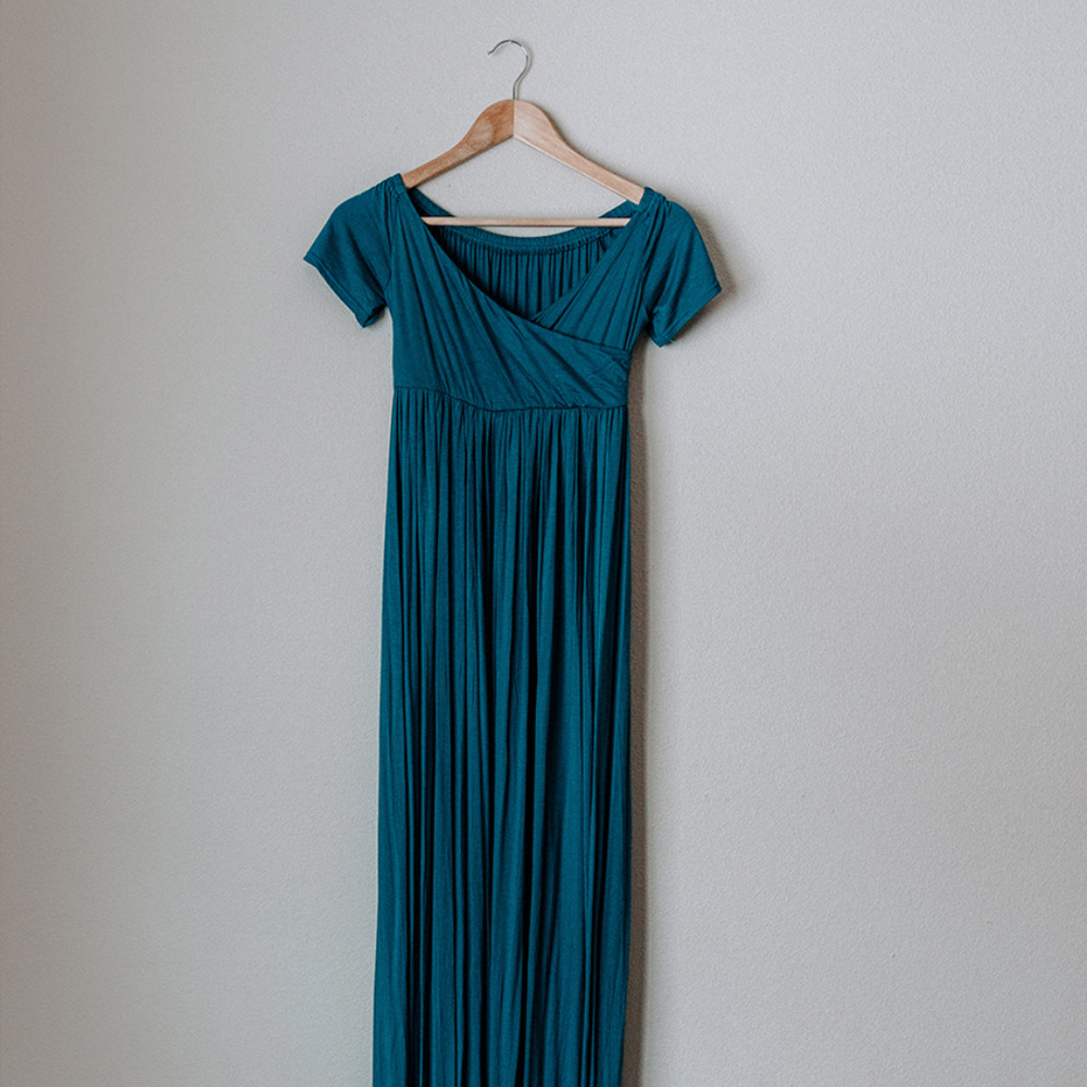 Teal/blue Maternity Dress, Small, with open front